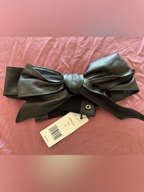 bebe Black Bow-Front Wide Waist Belt